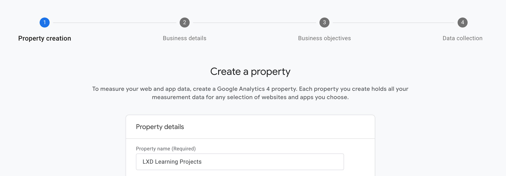 Creating a Property is the first step to be able to track your Articulate Storyline Projects with Google Analytics